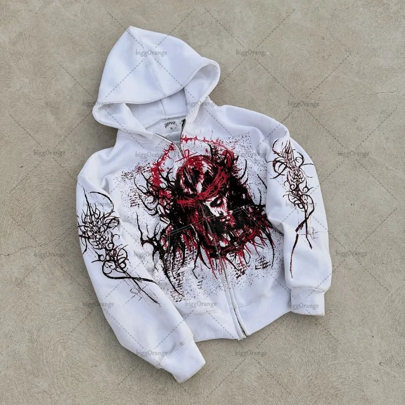 Gothic Punk Letter Print Double Zipper Hoodie Harajuku Y2K Streetwear Trendy Brand Oversized Sweatshirt Retro Casual Jacket Men
Gothic Punk Letter Print Double Zipper Hoodie Harajuku Y2K Streetwear Trendy Brand Oversized Sweatshirt Retro Casual Jacket Men