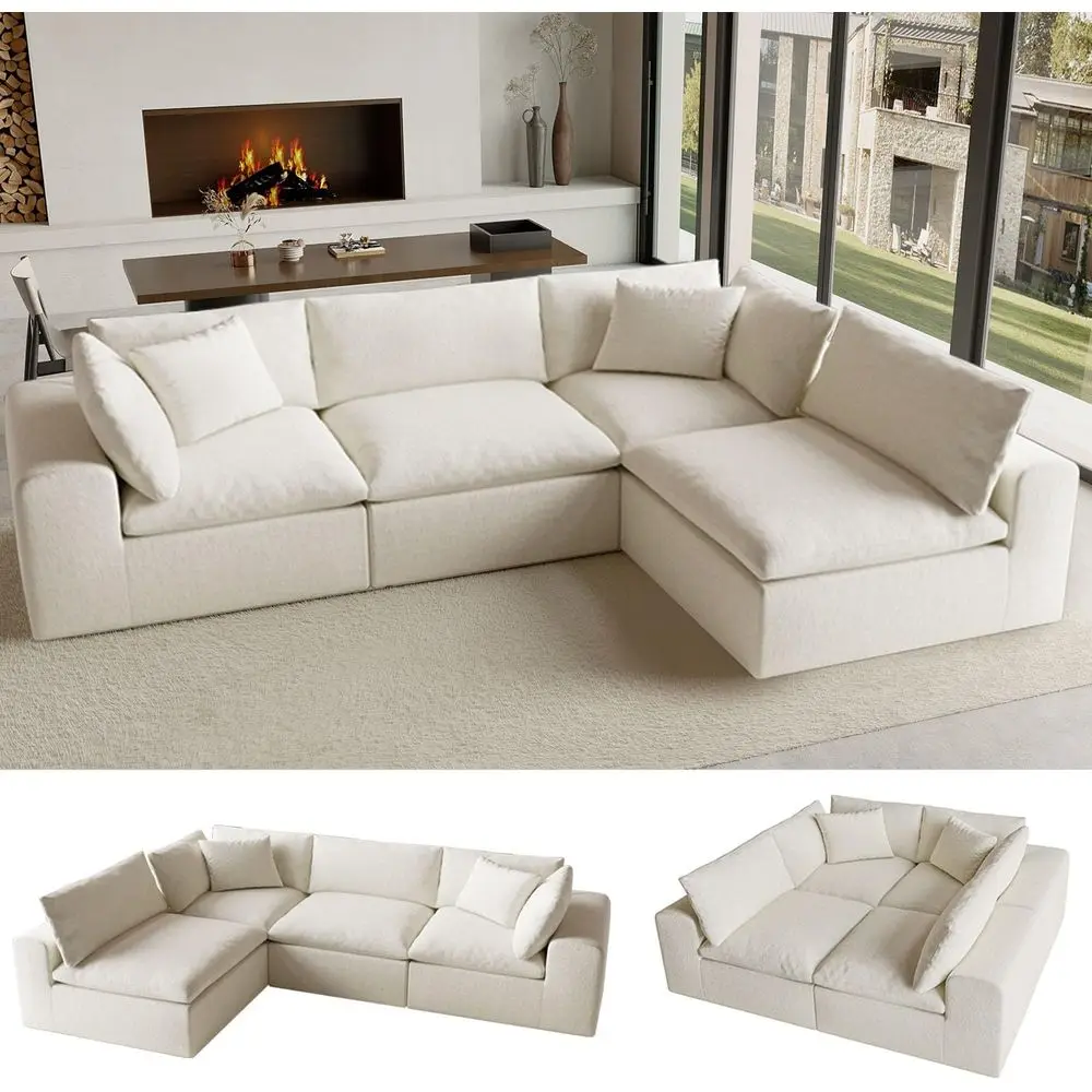 130" ern BonelCloud Couch, ular Sectional Couches or Living Room, L-Shaped with Deep Seats, No Assembly Required, 4-Seater Washa
130" ern BonelCloud Couch, ular Sectional Couches or Living Room, L-Shaped with Deep Seats, No Assembly Required, 4-Seater Washa