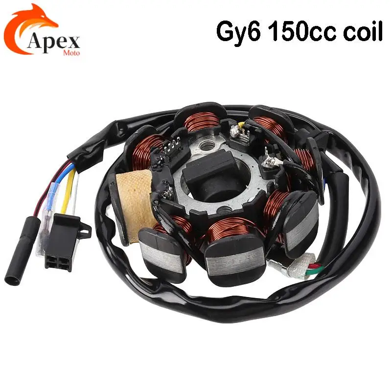8-coil Magneto Alternator Stator for GY6 125cc 150cc 152QMI 157QMJ Chinese Scooter Moped ATV Go Kart Quad Engine
8-coil Magneto Alternator Stator for GY6 125cc 150cc 152QMI 157QMJ Chinese Scooter Moped ATV Go Kart Quad Engine