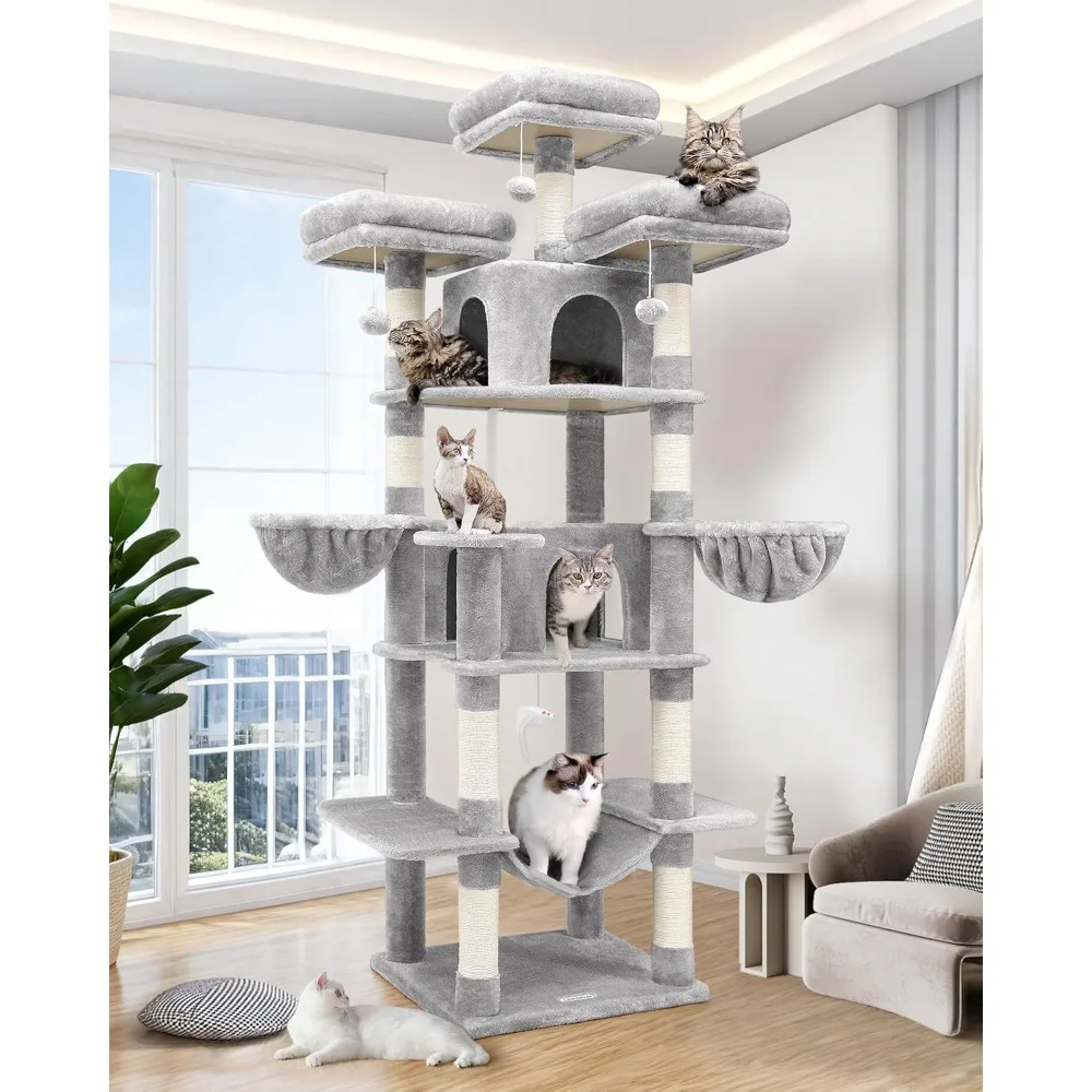 F80 Big Cat Tower for Indoor Cats, 80inch Cat Tower for Multiple Adult Cats XXL Cat Tree with Scratching Post, Hammock, 3 Perche
F80 Big Cat Tower for Indoor Cats, 80inch Cat Tower for Multiple Adult Cats XXL Cat Tree with Scratching Post, Hammock, 3 Perche