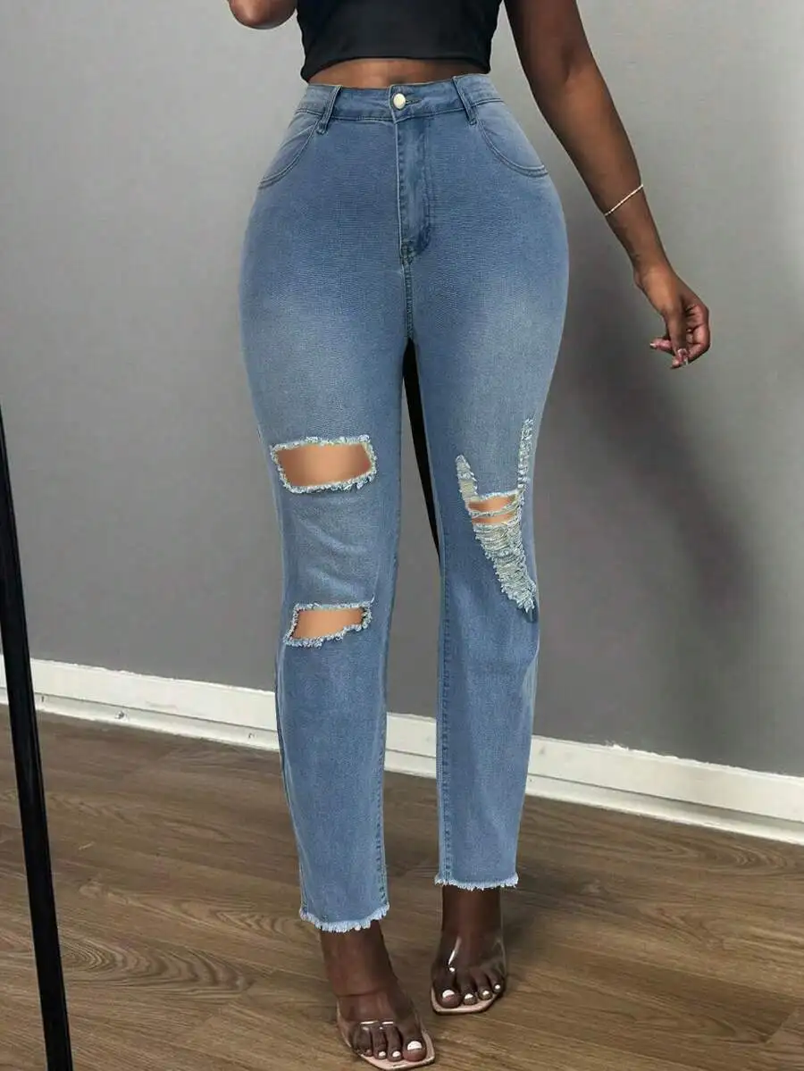 Womens Ripped Distressed Skinny Jeans High Waist Slim Fit Denim Pants
Womens Ripped Distressed Skinny Jeans High Waist Slim Fit Denim Pants