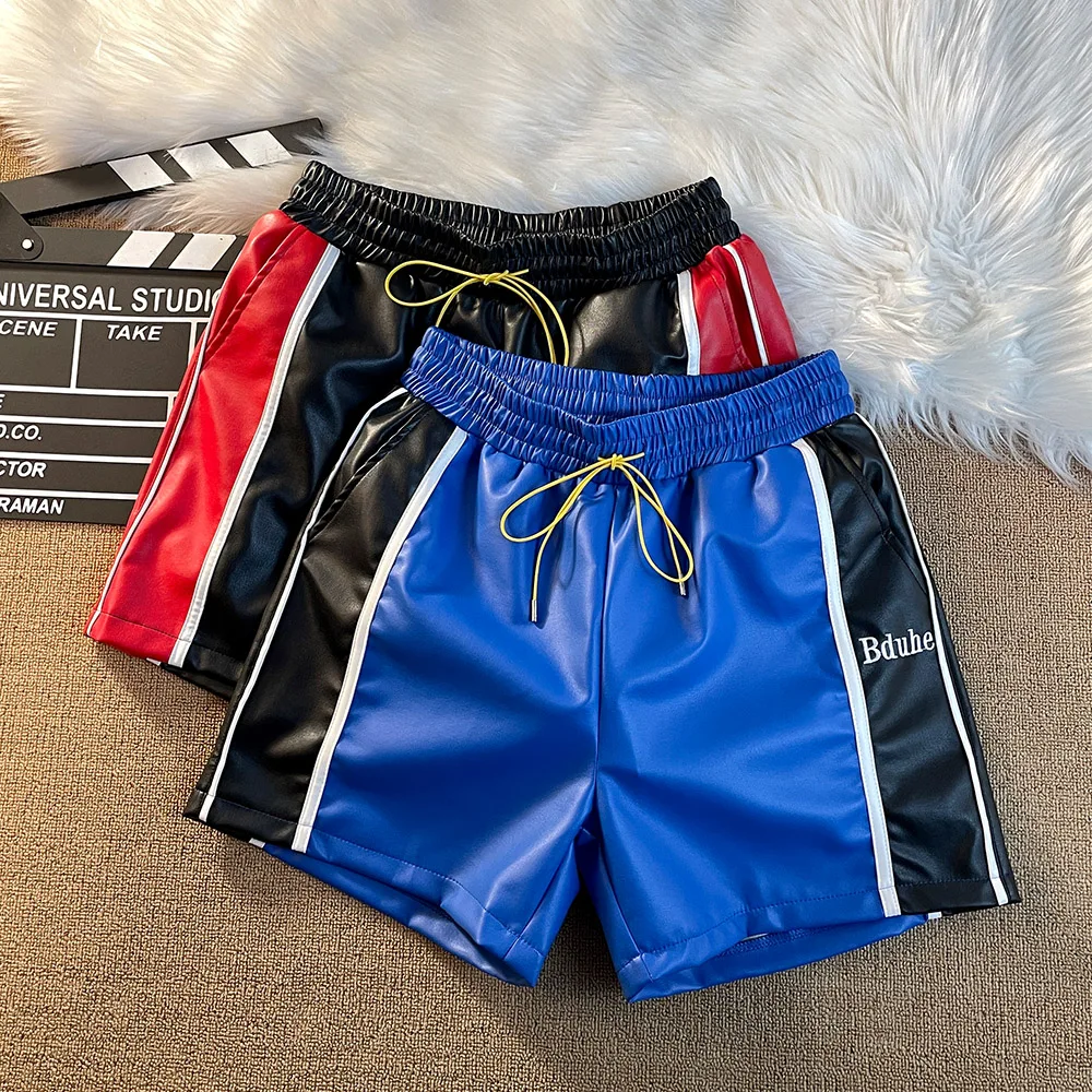 Contrast Color Pu Leather Board Shorts Men Women Black Blue Drawstring Loose Travel Hoiday Beach Shortpant
Contrast Color Pu Leather Board Shorts Men Women Black Blue Drawstring Loose Travel Hoiday Beach Shortpant