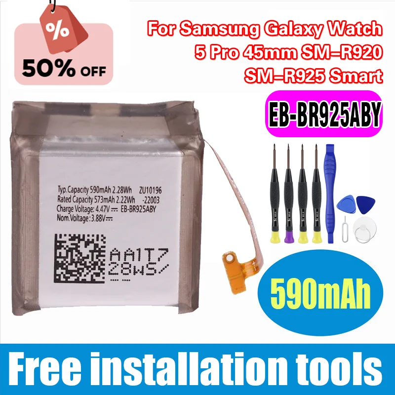 Brand New EB-BR925ABY 590mAh Battery For Samsung Galaxy Watch 5 Pro 45mm SM-R920 SM-R925 Smart Watch Batteries +Tools
Brand New EB-BR925ABY 590mAh Battery For Samsung Galaxy Watch 5 Pro 45mm SM-R920 SM-R925 Smart Watch Batteries +Tools