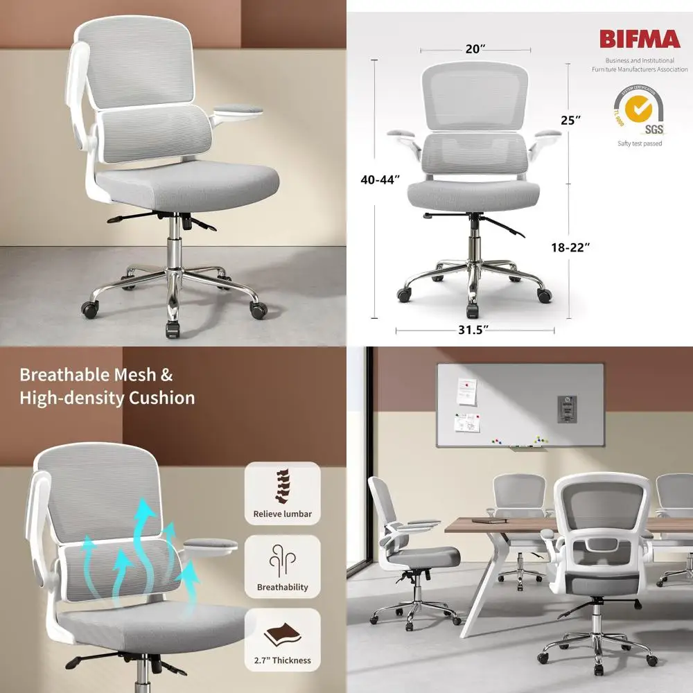 Ergonomic Mesh Office Chair with Padded Cushion, Adjustable Lumbar Support and 90°-130° Recline, White with Upholstered Arms
Ergonomic Mesh Office Chair with Padded Cushion, Adjustable Lumbar Support and 90°-130° Recline, White with Upholstered Arms