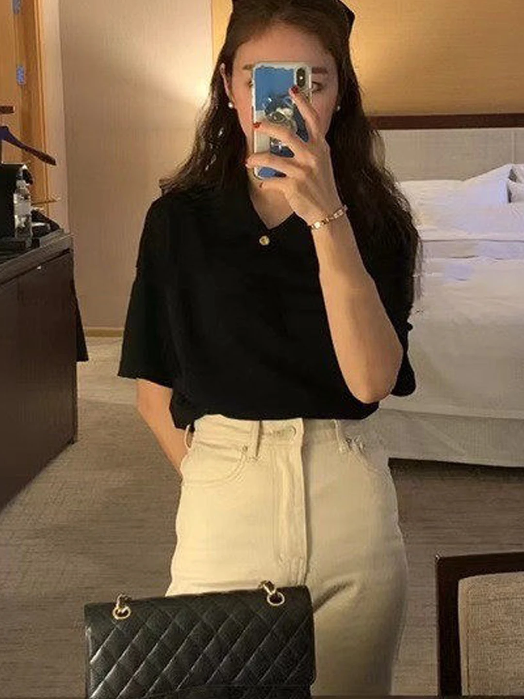 Slimming Loose Fit Black Shirt Women's Summer Short Sleeve Knitted Top Commute Casual Style Fashion Trend Color
Slimming Loose Fit Black Shirt Women's Summer Short Sleeve Knitted Top Commute Casual Style Fashion Trend Color