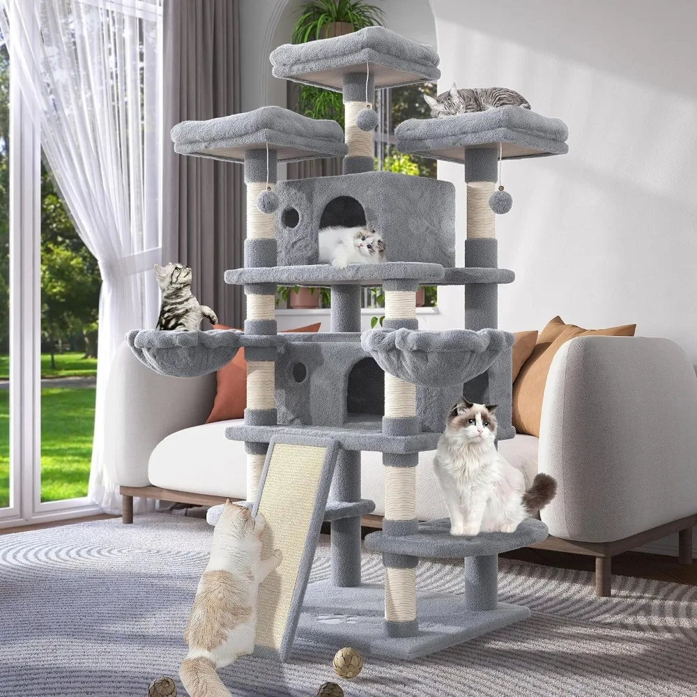 LUCK WEEWAY 68 Inches Multi-Level Large Cat Tree for Feline/Big Tower/Condo/Cozy Plush Kitty Perches/Fluffy Balls/Sisal Scratc
LUCK WEEWAY 68 Inches Multi-Level Large Cat Tree for Feline/Big Tower/Condo/Cozy Plush Kitty Perches/Fluffy Balls/Sisal Scratc