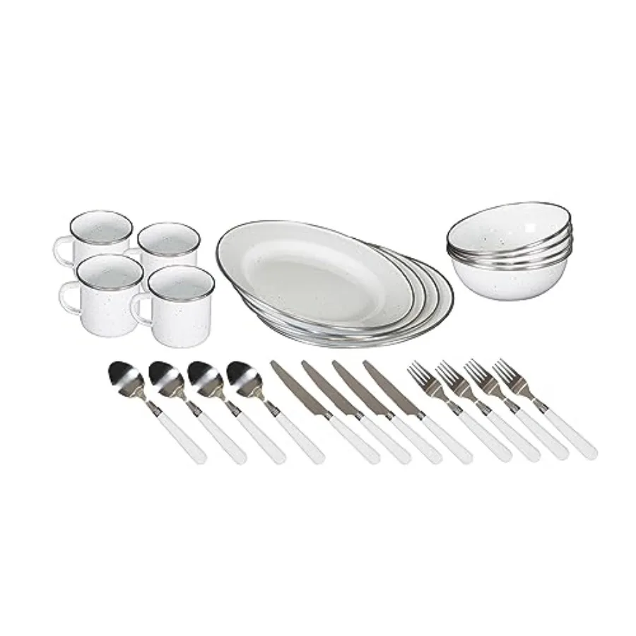 Deluxe 24-Piece Enamel Tableware Set - Enamel Plates and Bowls Lightweight and Durable Camp Dish Set for Camping and Backpackin
Deluxe 24-Piece Enamel Tableware Set - Enamel Plates and Bowls Lightweight and Durable Camp Dish Set for Camping and Backpackin