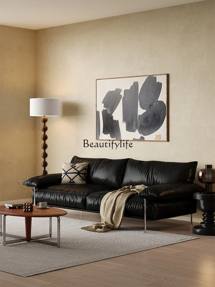 l Верхний многослойный кожаный диван в стиле ретро, черный прямой кожаный диван с высокими штанинами
l Верхний многослойный кожаный диван в стиле ретро, черный прямой кожаный диван с высокими штанинами