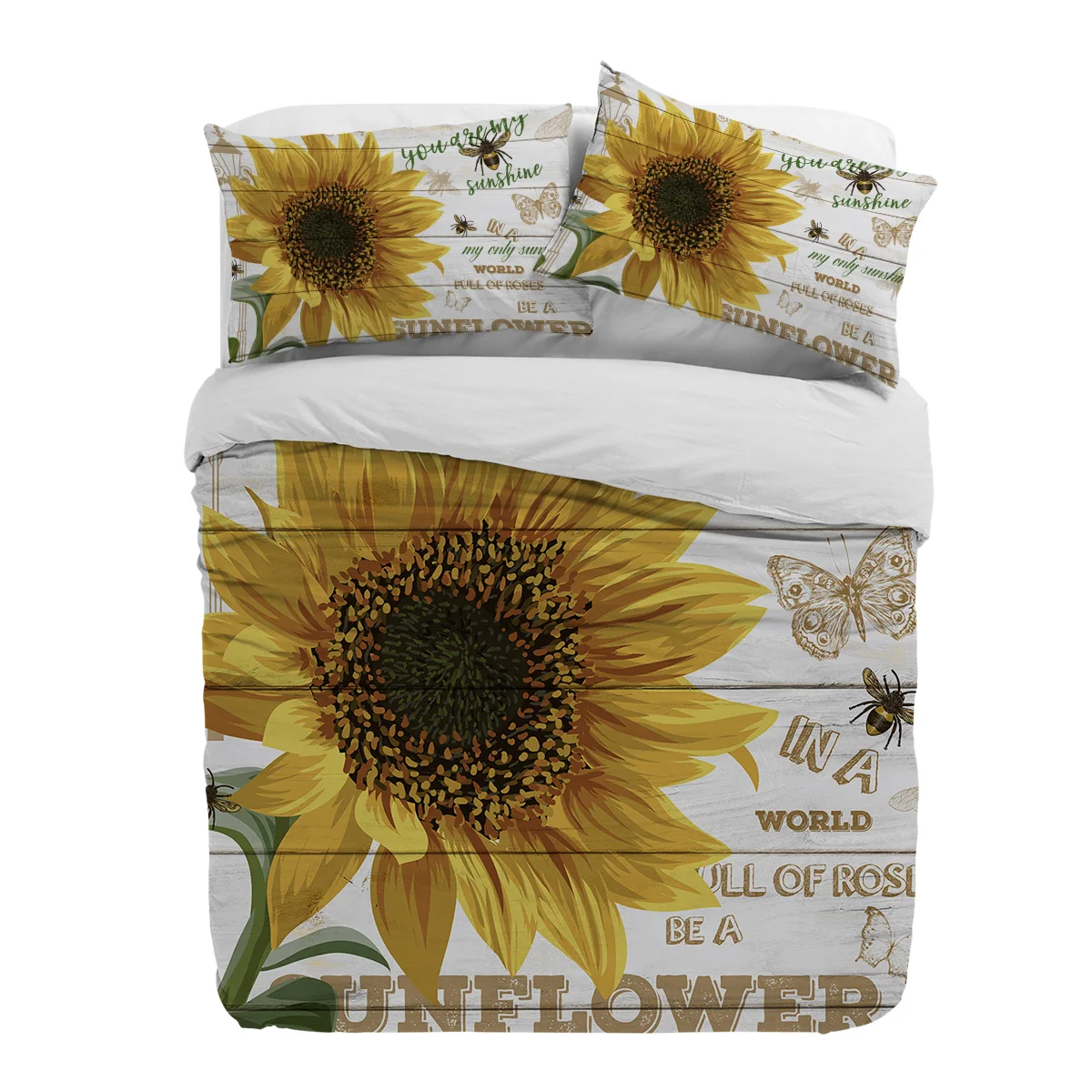 Sunflower Bee Butterfly Wood Board Duvet Cover With Pillow Case Custom 3pcs Bedding Set Quilt Cover Double Bed Home Textile
Sunflower Bee Butterfly Wood Board Duvet Cover With Pillow Case Custom 3pcs Bedding Set Quilt Cover Double Bed Home Textile