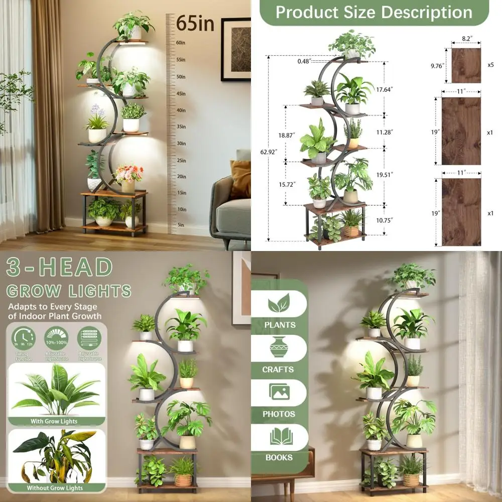 Indoor 7-Tier Metal Plant Stand for Multiple Plants, 65 inches Tall with Grow Lights
Indoor 7-Tier Metal Plant Stand for Multiple Plants, 65 inches Tall with Grow Lights