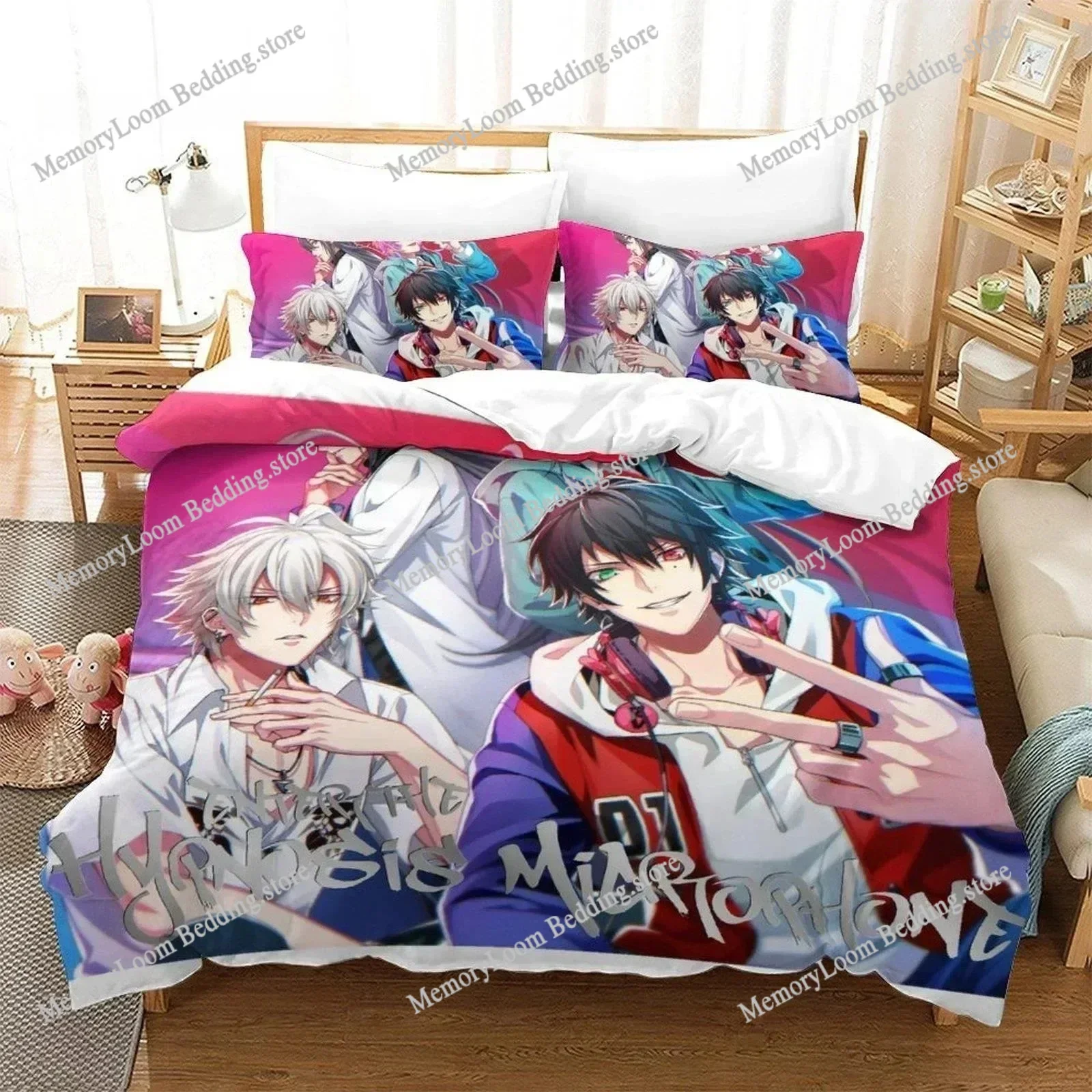 Anime Theme Cute Hypnosis Mic Division Rap Battle Rhyme Bedding Set Full/Queen Size Duvet Cover Pillowcase Kids Bedroom Soft Set
Anime Theme Cute Hypnosis Mic Division Rap Battle Rhyme Bedding Set Full/Queen Size Duvet Cover Pillowcase Kids Bedroom Soft Set