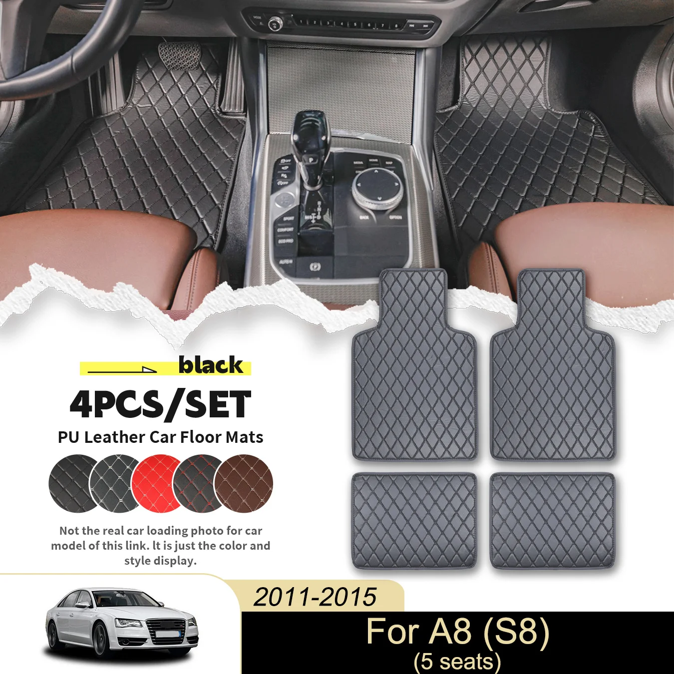 4pcs Universal Car Floor Mats For Audi For A8(S8)(5seats) 2011-2015 PU Leather Waterproof and Stain Resistant, Easy to Clean
4pcs Universal Car Floor Mats For Audi For A8(S8)(5seats) 2011-2015 PU Leather Waterproof and Stain Resistant, Easy to Clean