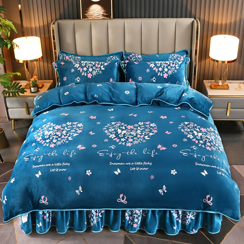Autumn and winter mink fur four piece set, milk fur thickened warm Falei velvet bed sheet, duvet cover, printed bed skirt, home
Autumn and winter mink fur four piece set, milk fur thickened warm Falei velvet bed sheet, duvet cover, printed bed skirt, home