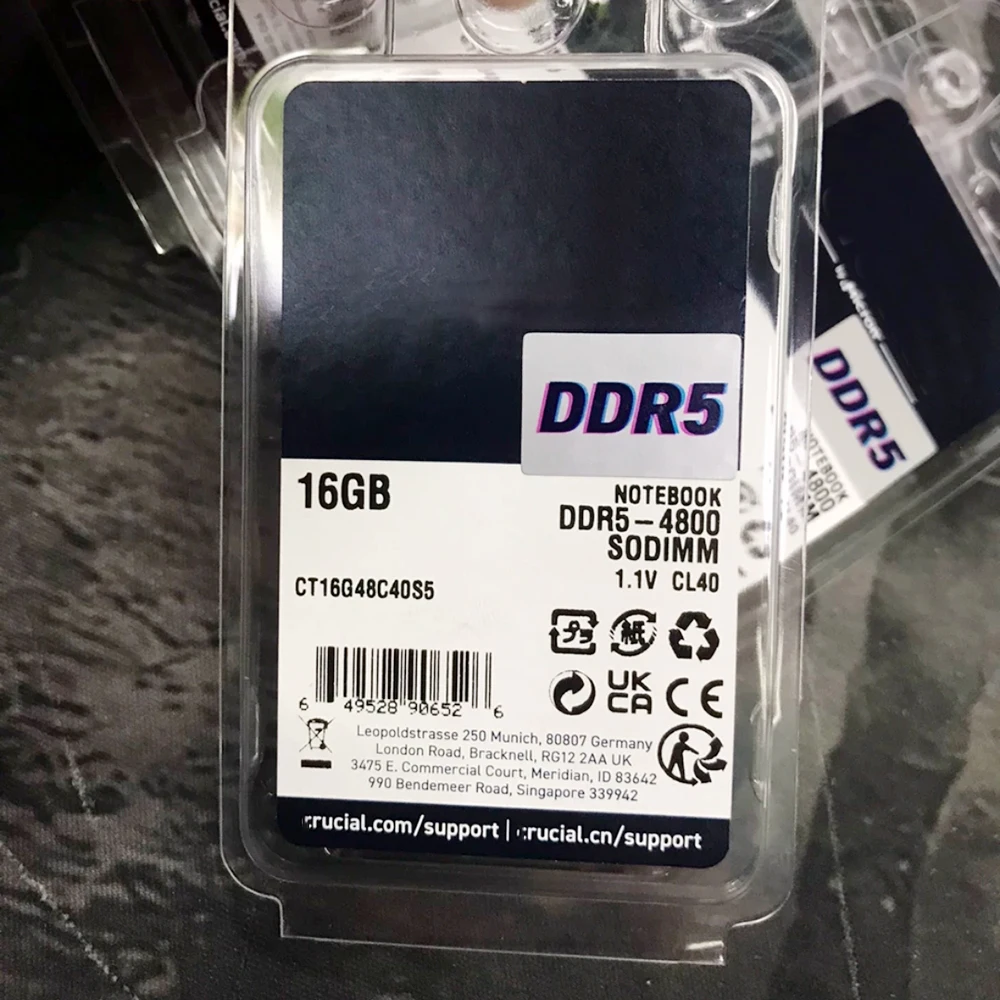 1PCS 16GB DDR5 4800MHz SODIMM Laptop RAM For CRUCIAL Notebook Memory Fast Ship High Quality CT16G48C40S5 1.1V
1PCS 16GB DDR5 4800MHz SODIMM Laptop RAM For CRUCIAL Notebook Memory Fast Ship High Quality CT16G48C40S5 1.1V