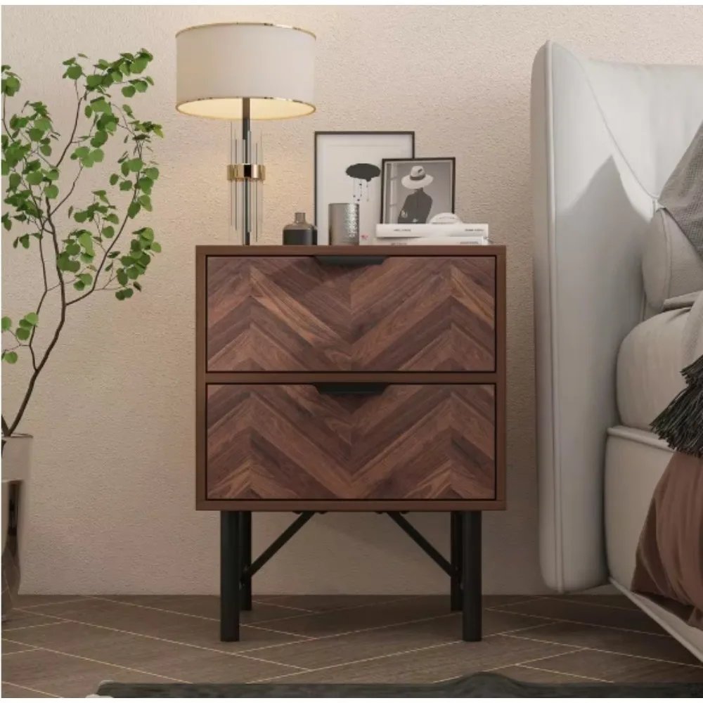 2-Drawer Brown Wood Nightstand With Metal Legs, Side Table Bedside Table 24 in. H x 18.9 in. W x 15.7 in. D
2-Drawer Brown Wood Nightstand With Metal Legs, Side Table Bedside Table 24 in. H x 18.9 in. W x 15.7 in. D