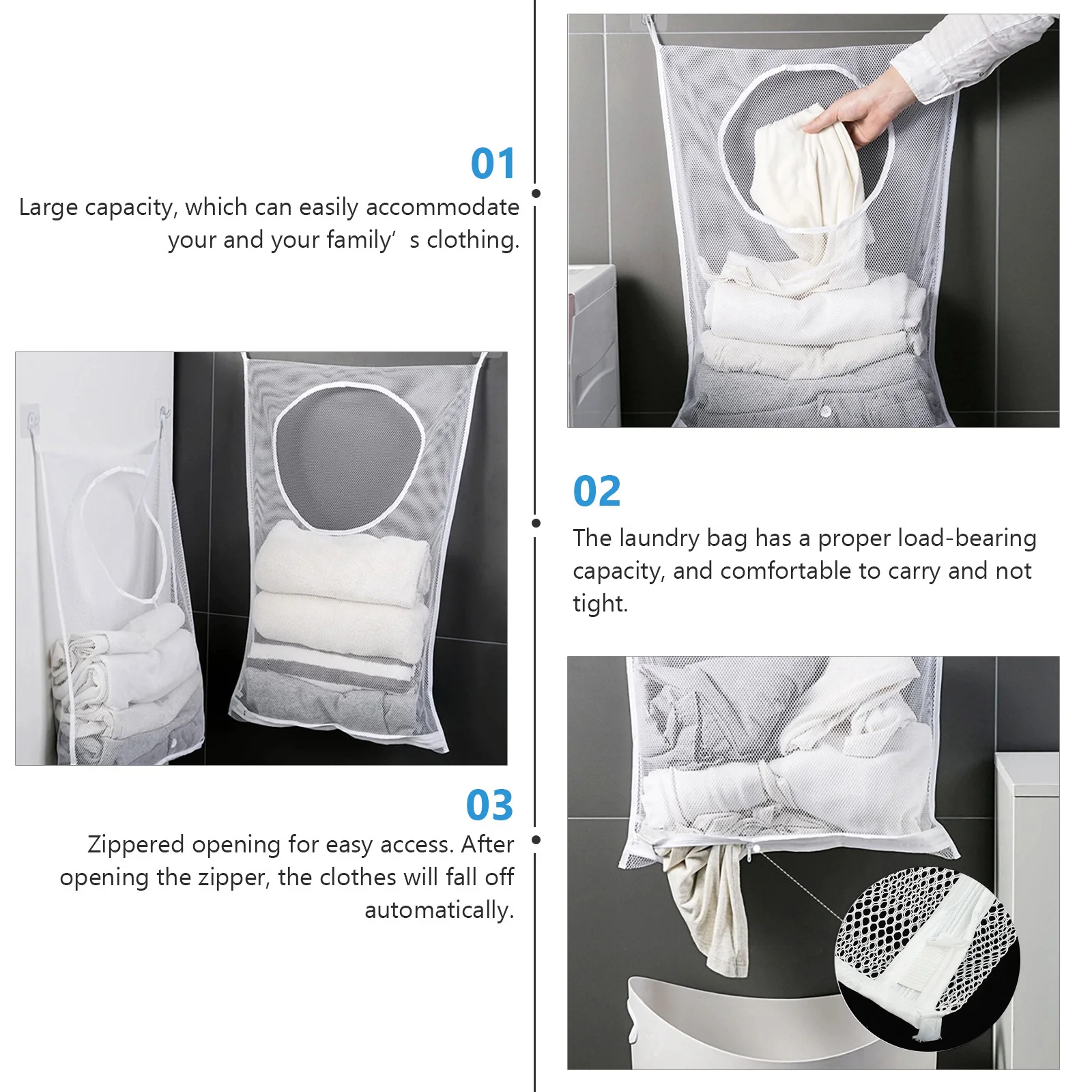2Pcs Mesh Laundry Bag Large Capacity Polyester Laundry Hamper Foldable Storage for Clothes Bathroom Use 
2Pcs Mesh Laundry Bag Large Capacity Polyester Laundry Hamper Foldable Storage for Clothes Bathroom Use