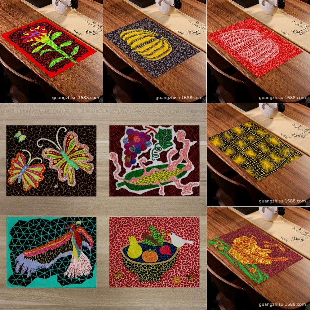 Yayoi Kusama Pumpkin Linen Placemats Heat Resistant Kitchen Dining Table Tableware Mats for Home Decor and Daily Use 
Yayoi Kusama Pumpkin Linen Placemats Heat Resistant Kitchen Dining Table Tableware Mats for Home Decor and Daily Use