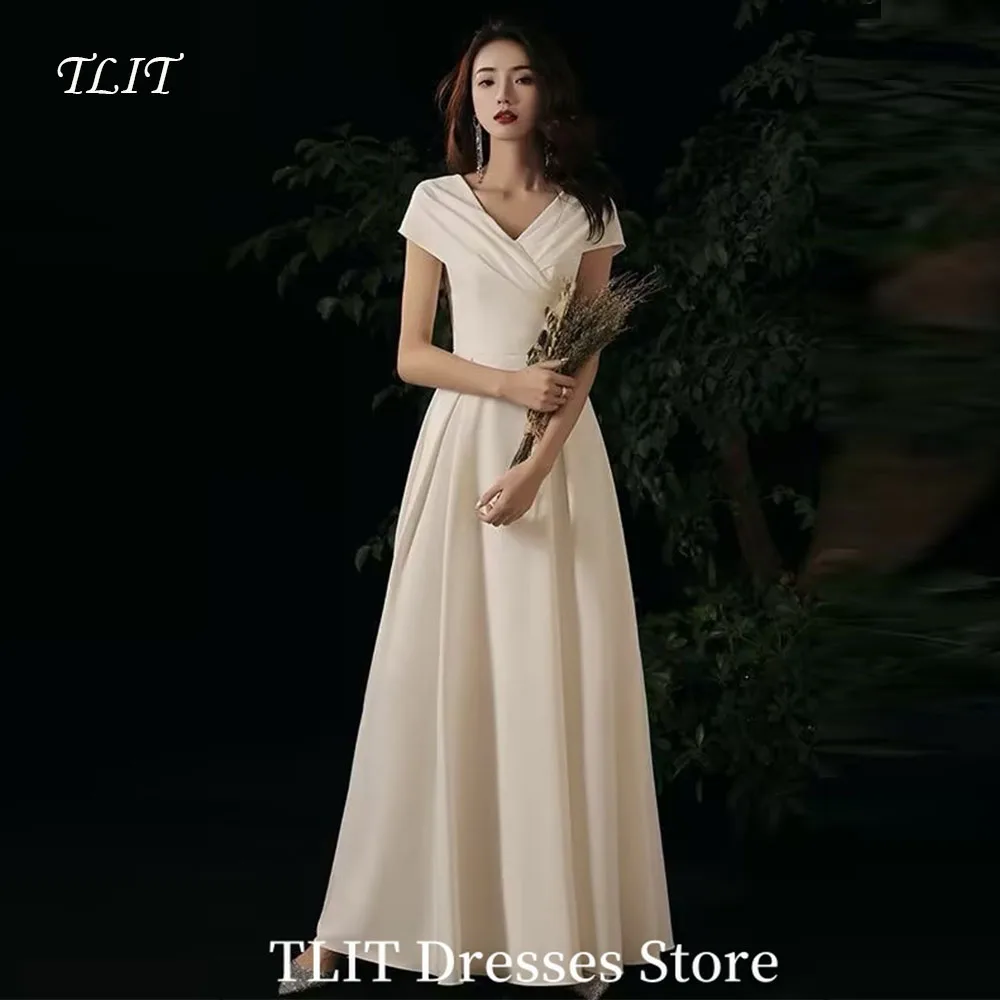 TLIT Simple Ivory Satin Evening Dresses Deep V-Neck Backless Formal Party Prom Gowns Korea Wedding Dress Photo Shoot Customized
TLIT Simple Ivory Satin Evening Dresses Deep V-Neck Backless Formal Party Prom Gowns Korea Wedding Dress Photo Shoot Customized