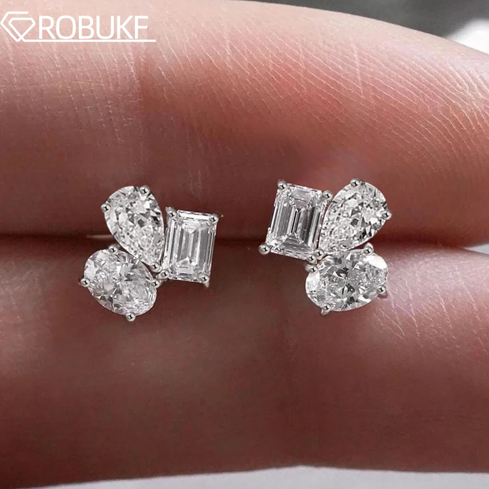 6cttw Pear Emerald & Oval Cut Moissanite Stud Earring for Women Three Stone Lab Grown Diamond GRA Certified S925 Silver Jewelry
6cttw Pear Emerald & Oval Cut Moissanite Stud Earring for Women Three Stone Lab Grown Diamond GRA Certified S925 Silver Jewelry