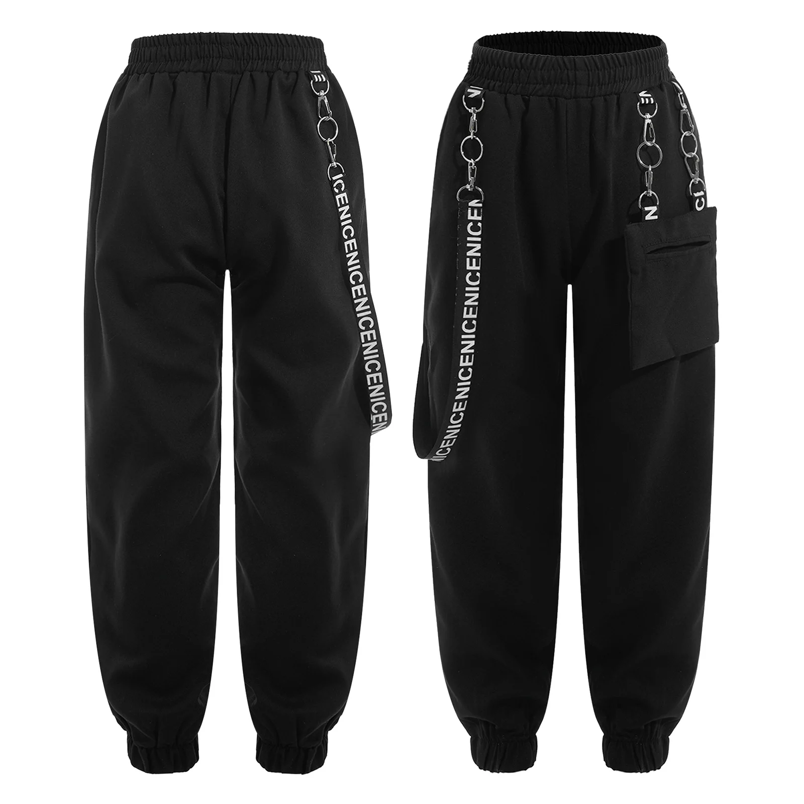 Kids Girls Cool Metal Chain Pocket Mid Waist Pants Fashion Elastic Waistband Sweatpants Modern Jazz Dance Performance Costume
Kids Girls Cool Metal Chain Pocket Mid Waist Pants Fashion Elastic Waistband Sweatpants Modern Jazz Dance Performance Costume