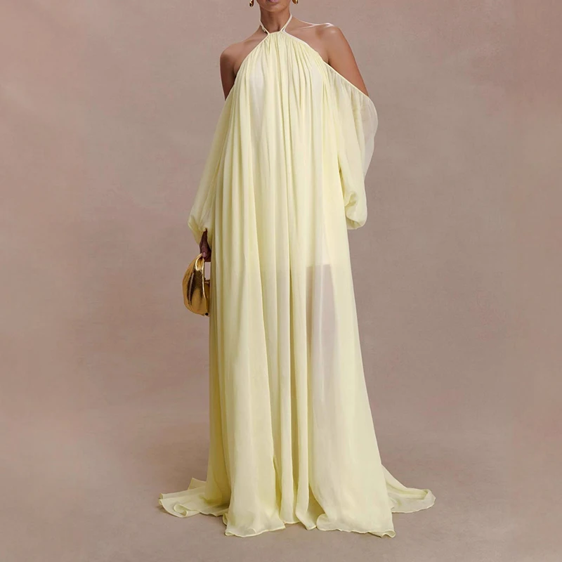 Летнее повседневное женское платье с длинным рукавом, модное, с завышенной талией, плиссированное, свободного кроя, весна 2026, сексуальное, с вырезом халтер, праздничное платье
Летнее повседневное женское платье с длинным рукавом, модное, с завышенной талией, плиссированное, свободного кроя, весна 2026, сексуальное, с вырезом халтер, праздничное платье