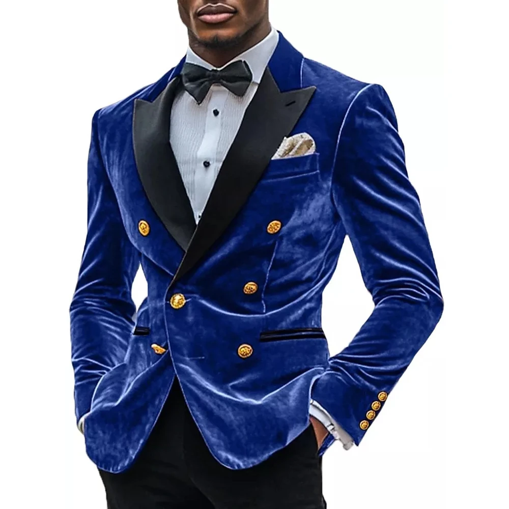 Formal Velvet Men Suits Elegant Double Breasted Peak Lapel Slim Fit Jacket Pants 2 Piece Fashion Skinny Wedding Outfits Terno
Formal Velvet Men Suits Elegant Double Breasted Peak Lapel Slim Fit Jacket Pants 2 Piece Fashion Skinny Wedding Outfits Terno