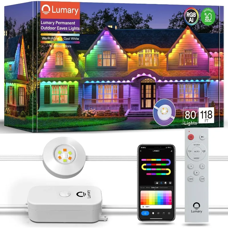 Перманентные уличные фонари Pro с 80 светодиодными лампами, RGBAICW Smart Eave, IP67, водонепроницаемые, круглый год, уличные фонари
Перманентные уличные фонари Pro с 80 светодиодными лампами, RGBAICW Smart Eave, IP67, водонепроницаемые, круглый год, уличные фонари