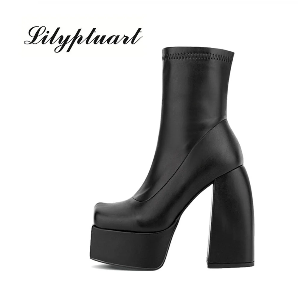Fashion Chunky Heel Women's Ankle Boots New Thick Sole High Heel Boots Pointed Toe Party Shoes Large Size 43 Elastic Boots
Fashion Chunky Heel Women's Ankle Boots New Thick Sole High Heel Boots Pointed Toe Party Shoes Large Size 43 Elastic Boots
