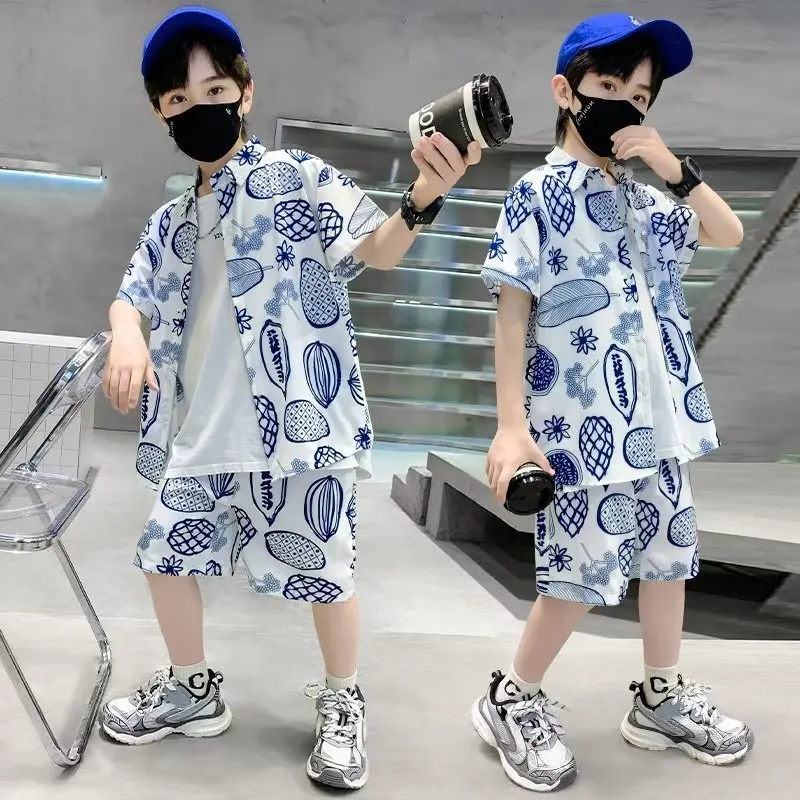Boys' Short Sleeved Set For Outing Floral Shirt And Shorts A Set Of Summer Beach Clothes For Big Boys Children's Shirt
Boys' Short Sleeved Set For Outing Floral Shirt And Shorts A Set Of Summer Beach Clothes For Big Boys Children's Shirt