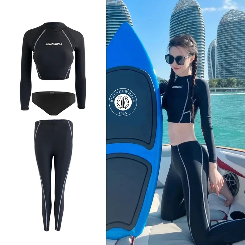 Long Sleeve Rash Guards Women Solid 3 Pieces Swimsuit Swimwear Surfing Suit Bathing Suit Black Push Up Long Pant 2024 New Style
Long Sleeve Rash Guards Women Solid 3 Pieces Swimsuit Swimwear Surfing Suit Bathing Suit Black Push Up Long Pant 2024 New Style