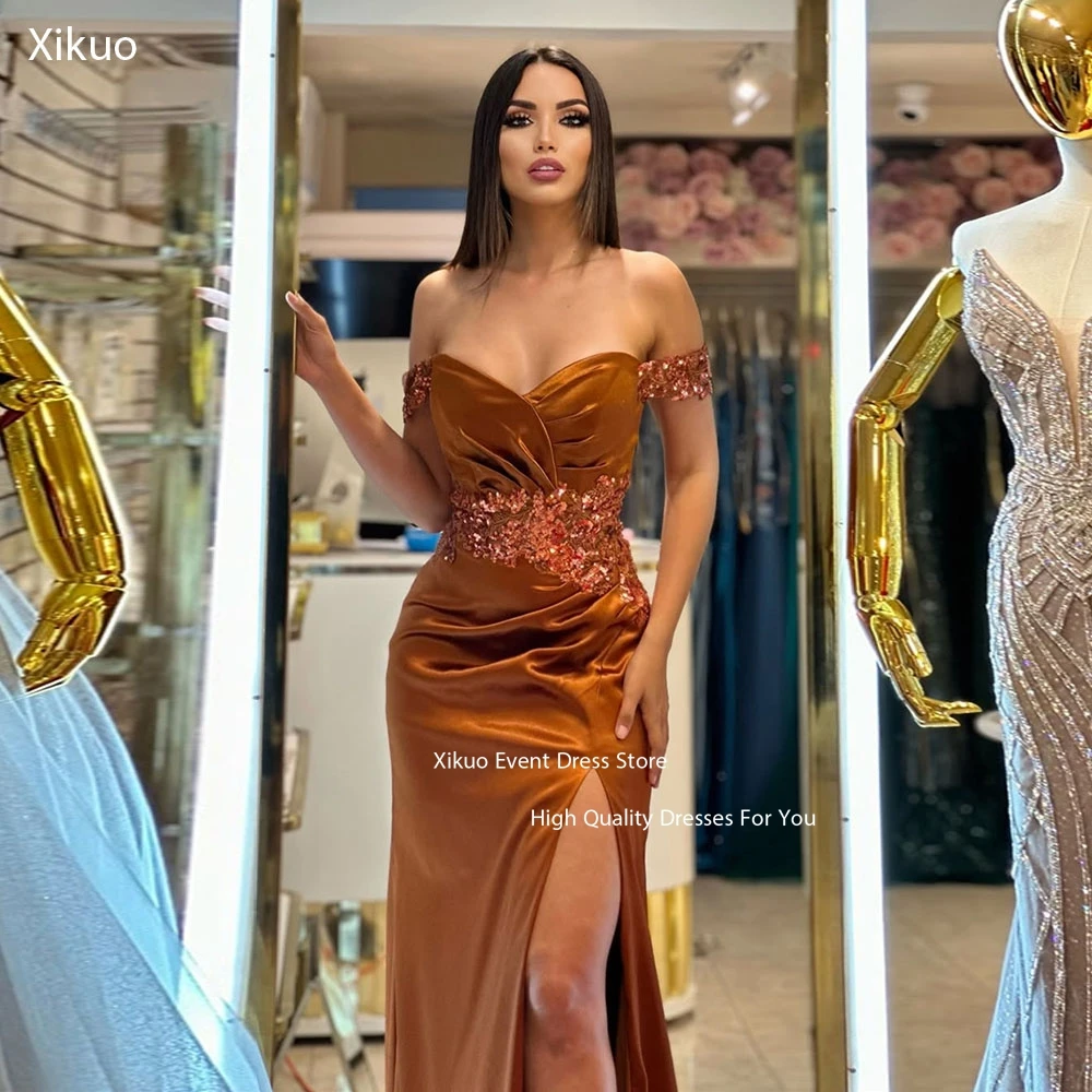 Xikuo Mermaid Burnt Orange Evening Dresses Glitter Sequins High Slit Corset Gala Gowns Vestido De Gala Noche Mujer Customized
Xikuo Mermaid Burnt Orange Evening Dresses Glitter Sequins High Slit Corset Gala Gowns Vestido De Gala Noche Mujer Customized