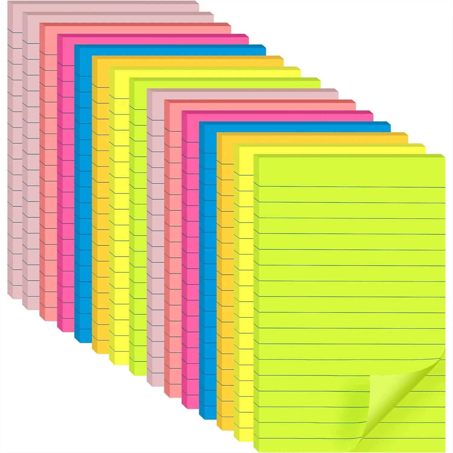 Lined Sticky Notes 4x6 in, 7 Bright Colors Self-Stick Note Pads for Office Home School Meeting
Lined Sticky Notes 4x6 in, 7 Bright Colors Self-Stick Note Pads for Office Home School Meeting