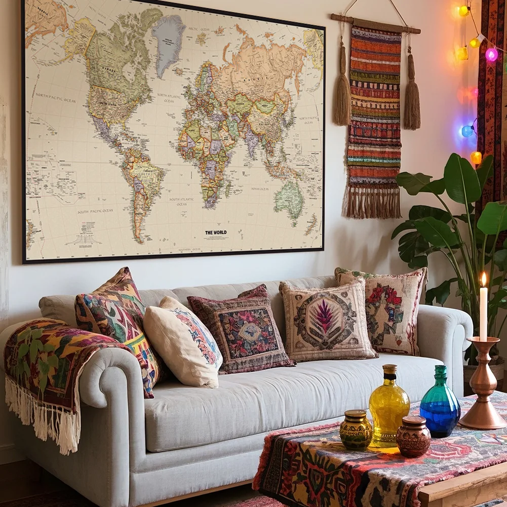 Vintage Wall Poster World Map Non-woven Foldable Detailed Map Art Non-woven Painting School Office Home Decoration 225*150cm
Vintage Wall Poster World Map Non-woven Foldable Detailed Map Art Non-woven Painting School Office Home Decoration 225*150cm