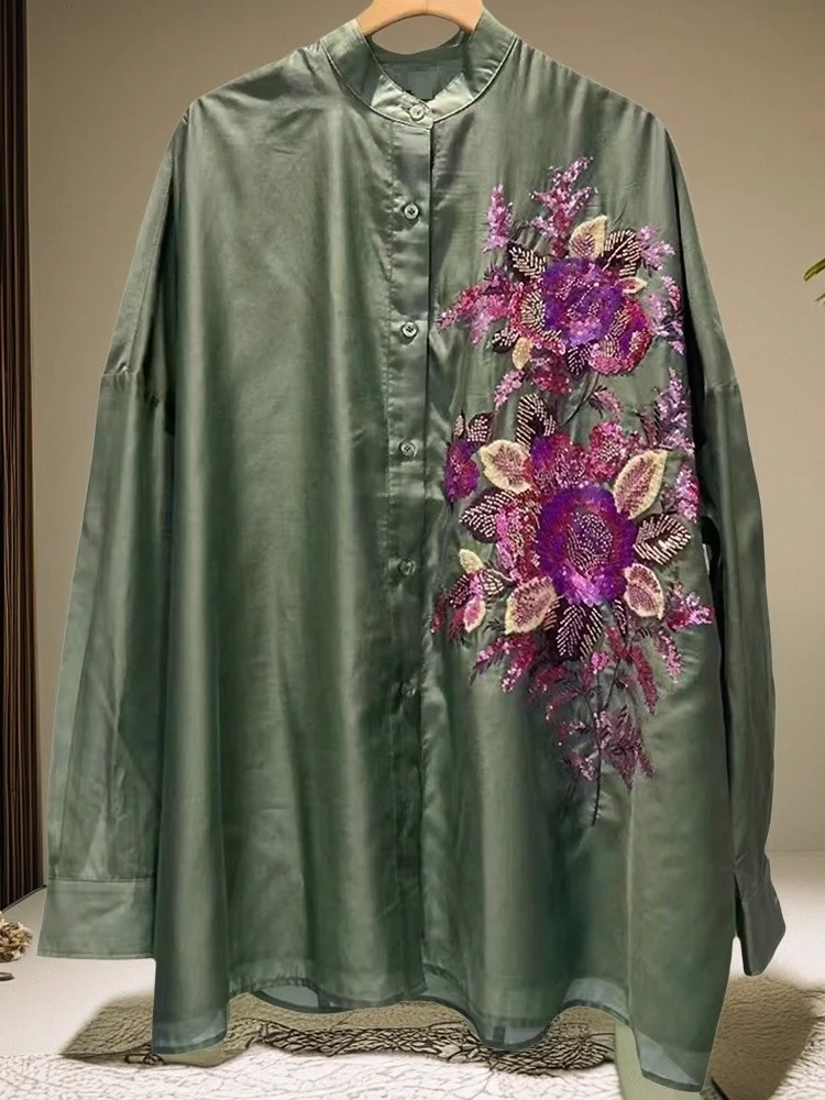 Новые блузки высшего качества, рубашки, осень 202, женские роскошные элегантные свободные рубашки с длинными рукавами и цветочным узором, женские 
Новые блузки высшего качества, рубашки, осень 202, женские роскошные элегантные свободные рубашки с длинными рукавами и цветочным узором, женские