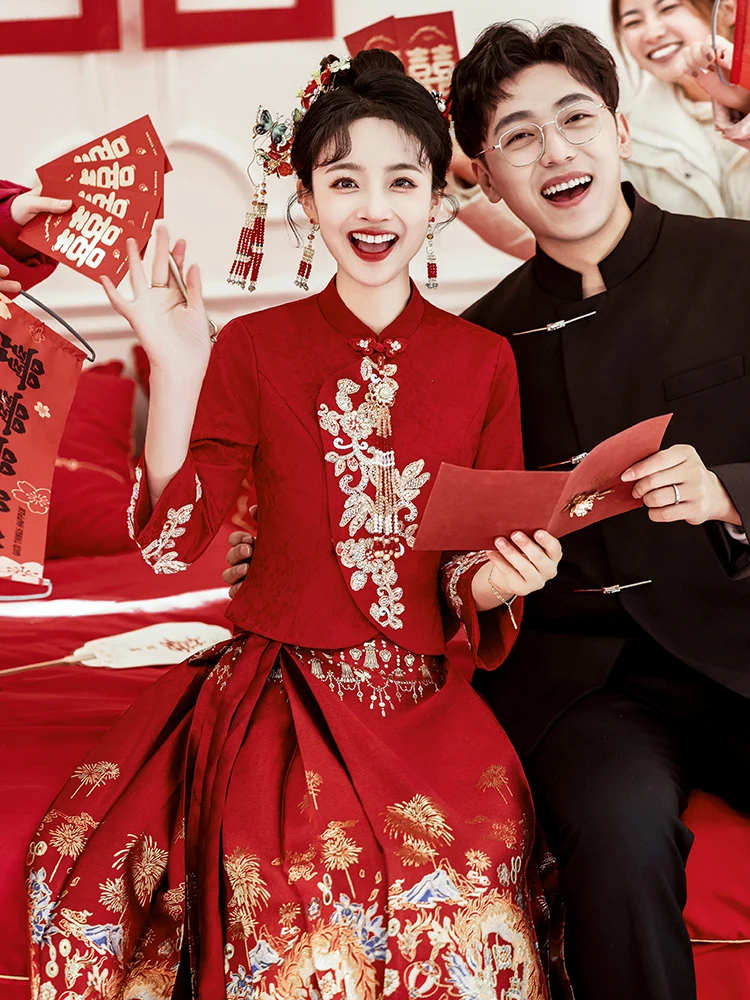 Red Wedding Dr Set New Chinese Sle Bridegown Ceremony Dr Skirt Suit Marital Casual Vintage Floral Long Sve
Red Wedding Dr Set New Chinese Sle Bridegown Ceremony Dr Skirt Suit Marital Casual Vintage Floral Long Sve