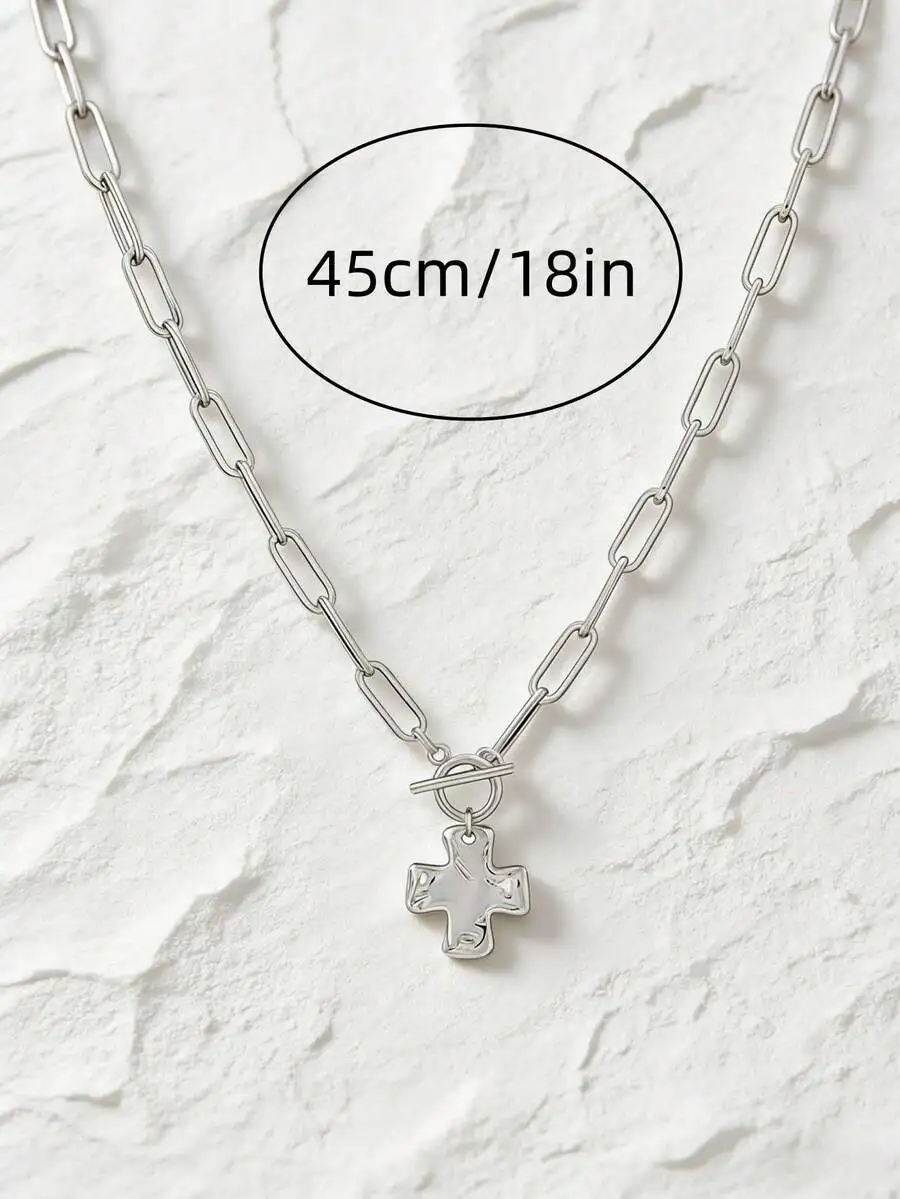 Stainless Steel Cross Pendant Chain Necklace For Women 45cm Bohemian Style
Stainless Steel Cross Pendant Chain Necklace For Women 45cm Bohemian Style