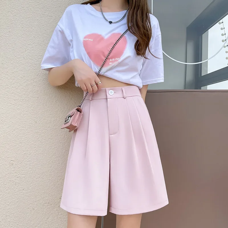 Casual High Waist Shorts for Women, Button, Knee Length, Straight, Wide Leg, Short Suit Pants, Solid Color, Loose, Summer
Casual High Waist Shorts for Women, Button, Knee Length, Straight, Wide Leg, Short Suit Pants, Solid Color, Loose, Summer