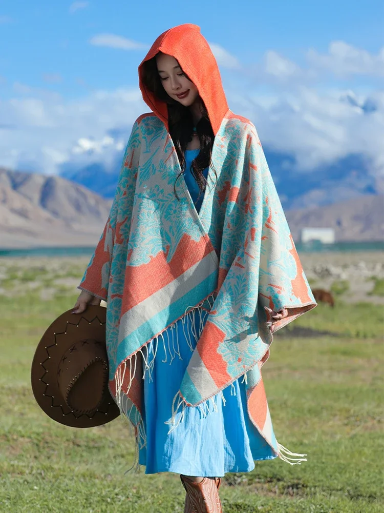 Winter Scarf Women Layers Poncho Vintage Hooded Floral Print Wraps Shawl Casual Warm Scarve Capa Para Mujer Pashmina Cloak New
Winter Scarf Women Layers Poncho Vintage Hooded Floral Print Wraps Shawl Casual Warm Scarve Capa Para Mujer Pashmina Cloak New