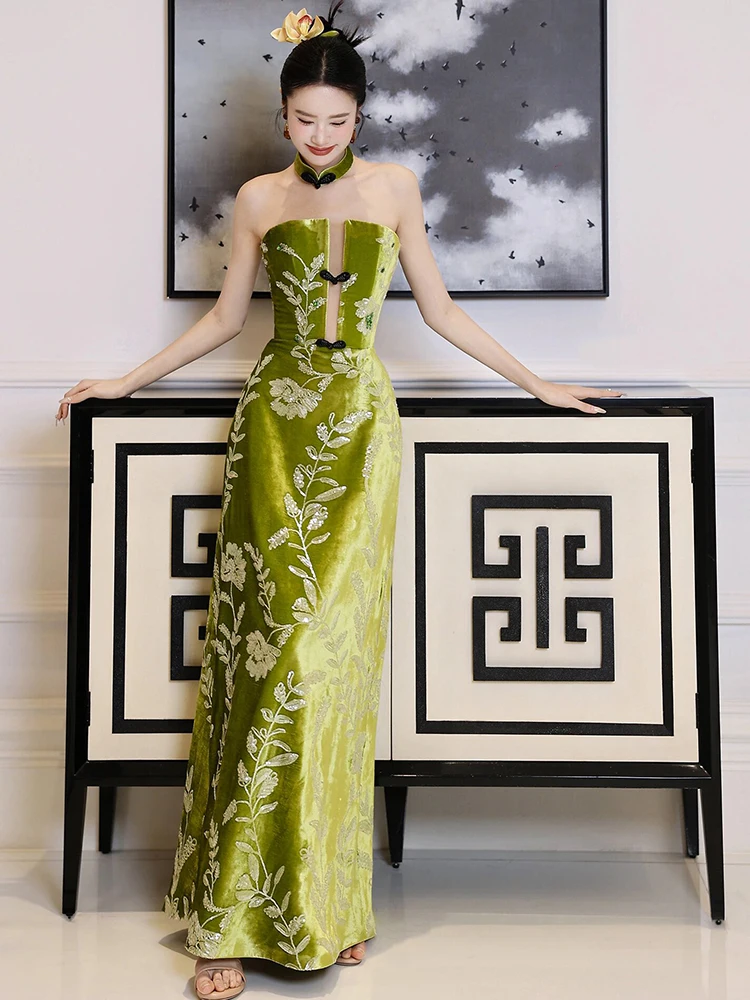 New Chinese Style Tube Top Evening Dress 2025 Morning Gowns Toast Bride Green Light Luxury Minority Banquet
New Chinese Style Tube Top Evening Dress 2025 Morning Gowns Toast Bride Green Light Luxury Minority Banquet