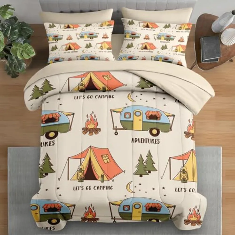 Comforter Set Size, Summer Camp RV 7 Pcs Bedding for and Adults, Camping Adventure Bed Sheet Sets with Fitted Sheet 2 Pillowcas
Comforter Set Size, Summer Camp RV 7 Pcs Bedding for and Adults, Camping Adventure Bed Sheet Sets with Fitted Sheet 2 Pillowcas