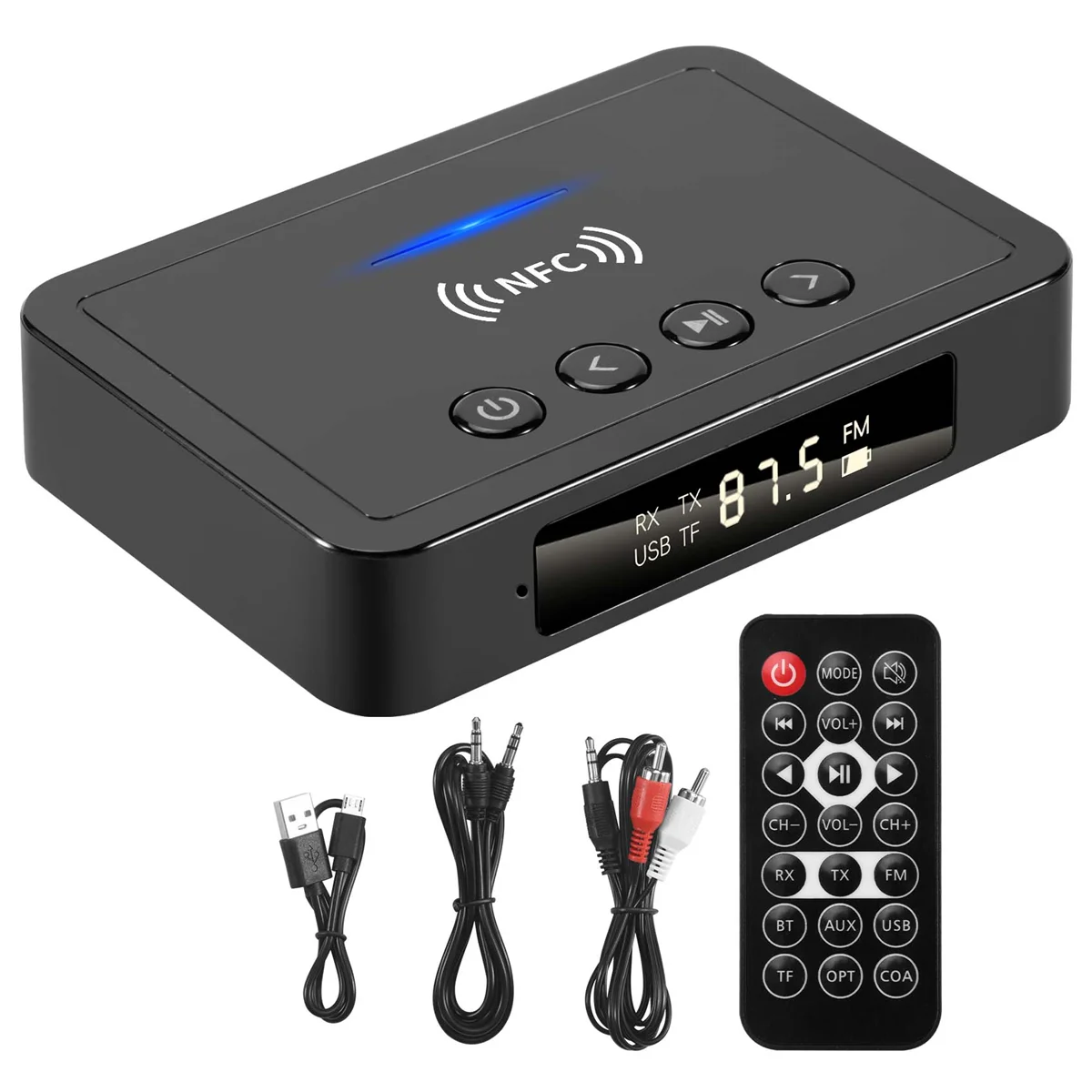 A49T Bluetooth 5.0 Receiver Transmitter FM Stereo AUX 3.5mm Jack Wireless NFC Bluetooth Audio Adapter for TV PC Headphone
A49T Bluetooth 5.0 Receiver Transmitter FM Stereo AUX 3.5mm Jack Wireless NFC Bluetooth Audio Adapter for TV PC Headphone