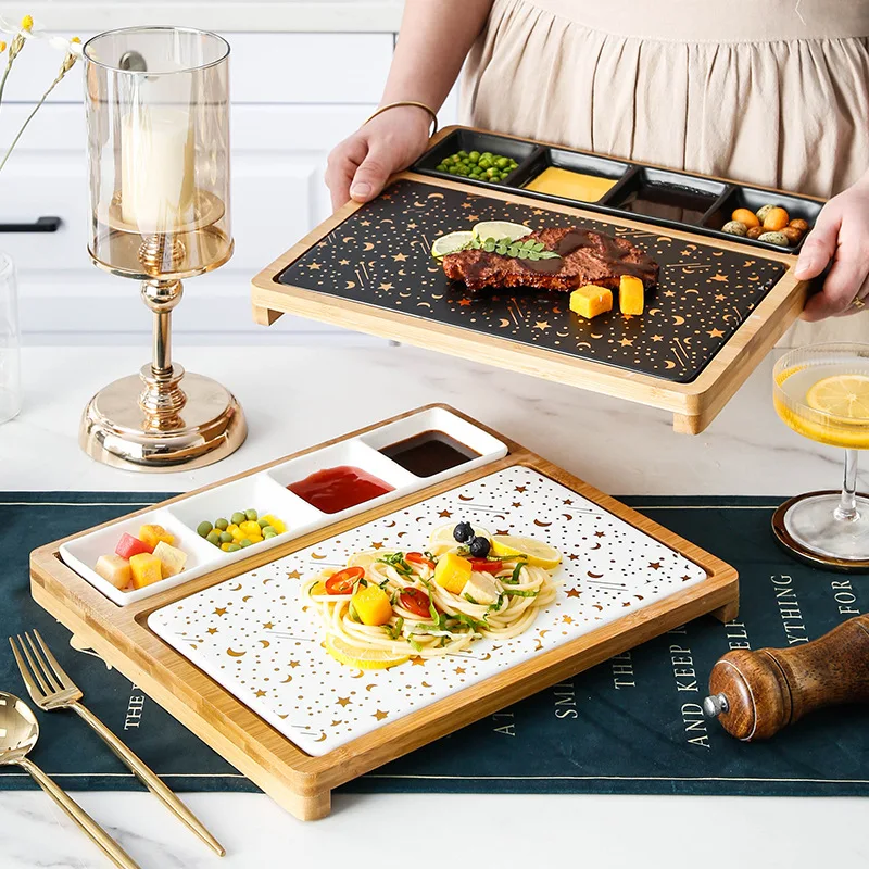 New Nordic Moon and Star Steak Plate Wooden Tray Restaurant Enamel Square Four-In-One Small Dish Platter Western Plate
New Nordic Moon and Star Steak Plate Wooden Tray Restaurant Enamel Square Four-In-One Small Dish Platter Western Plate