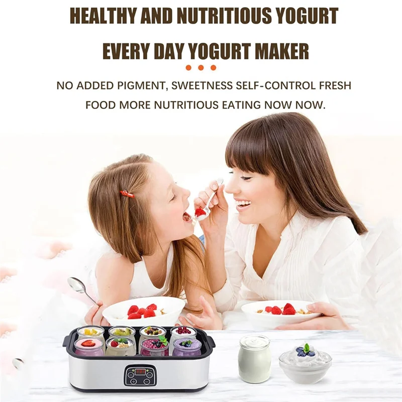 Automatic Yogurt Maker With8 Glass Jars Electric Yogurt Machine Withadjustable Temperature Andtime Control EU Plug
Automatic Yogurt Maker With8 Glass Jars Electric Yogurt Machine Withadjustable Temperature Andtime Control EU Plug