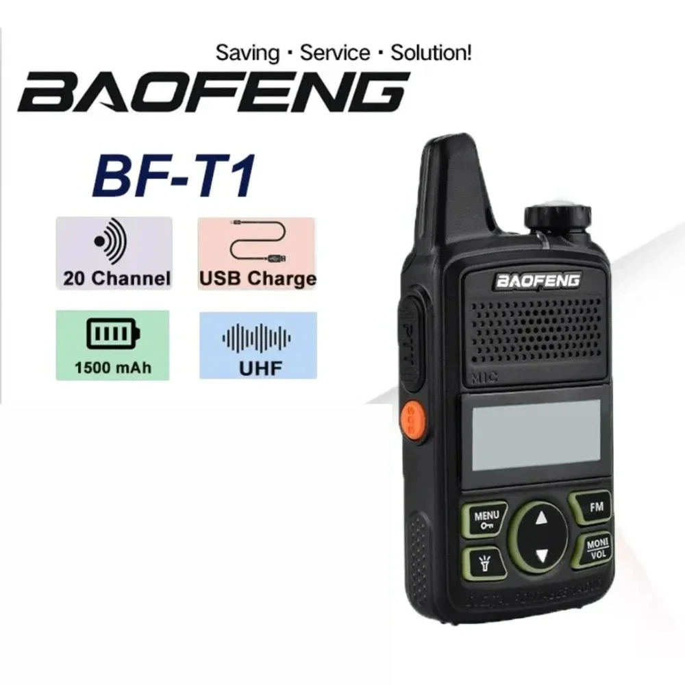 Baofeng BF-T1 MINI Walkie Talkie Kids Woki Toki USB Charger Child Intercom HF Transceiver Protable CB Ham Radios UHF Transmitter
Baofeng BF-T1 MINI Walkie Talkie Kids Woki Toki USB Charger Child Intercom HF Transceiver Protable CB Ham Radios UHF Transmitter