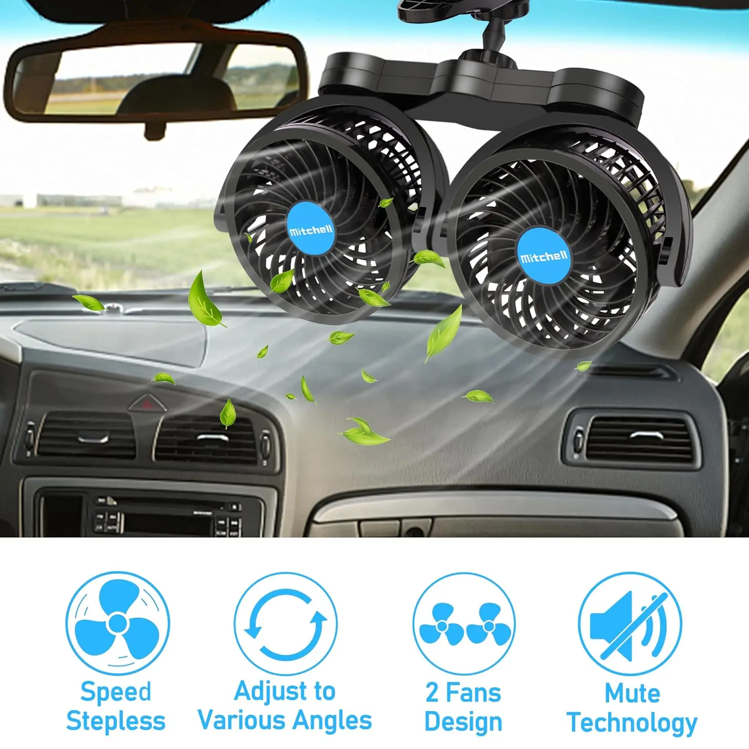 12V Car Fan, Adjustable 4 Inches Dual Head Car Clip Fan For Front/Rear Seat Passenger, 360° Rotatable Cars Fans With Step
12V Car Fan, Adjustable 4 Inches Dual Head Car Clip Fan For Front/Rear Seat Passenger, 360° Rotatable Cars Fans With Step