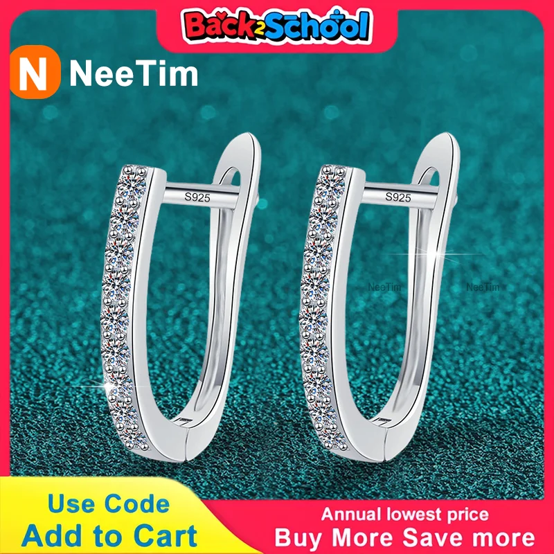 NeeTim Full Moissanite Hoop Earrings 925 Sterling Silver Lab Diamond Sparkling Earring for Women Party Wedding Designer Earrings
NeeTim Full Moissanite Hoop Earrings 925 Sterling Silver Lab Diamond Sparkling Earring for Women Party Wedding Designer Earrings