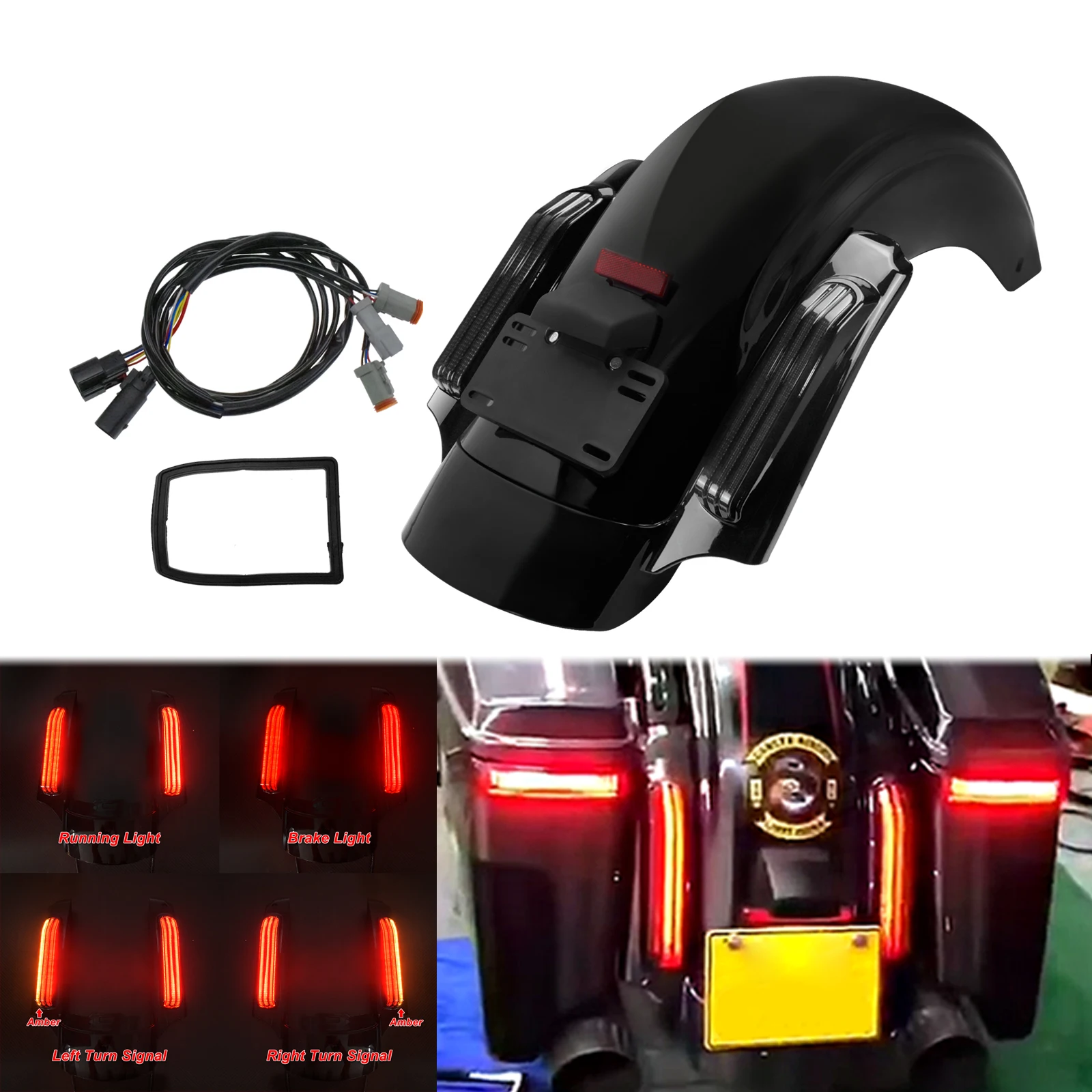 Motorcycle LED Rear Fender System For Harley Touring 2014-UP Road King FLHR Street Electra Glide Ultra Classic FLHX FLHXS FLTR
Motorcycle LED Rear Fender System For Harley Touring 2014-UP Road King FLHR Street Electra Glide Ultra Classic FLHX FLHXS FLTR