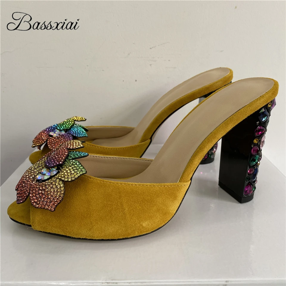 Colorful Crystal Embellished Flower Sandals Women Diamond Rhinestone High Heel Luxury Suede Slingbacks Summer Shoes
Colorful Crystal Embellished Flower Sandals Women Diamond Rhinestone High Heel Luxury Suede Slingbacks Summer Shoes