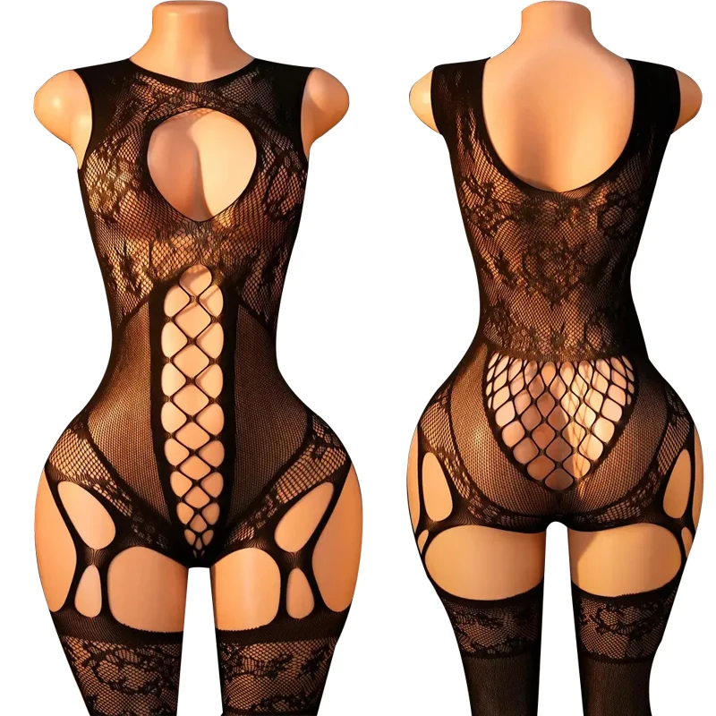 Sexy Lace Trimmed Full Body Suit Sleeveless Floral Embroidery Hollow out Passion Show Tightening Underwear with Stockings
Sexy Lace Trimmed Full Body Suit Sleeveless Floral Embroidery Hollow out Passion Show Tightening Underwear with Stockings