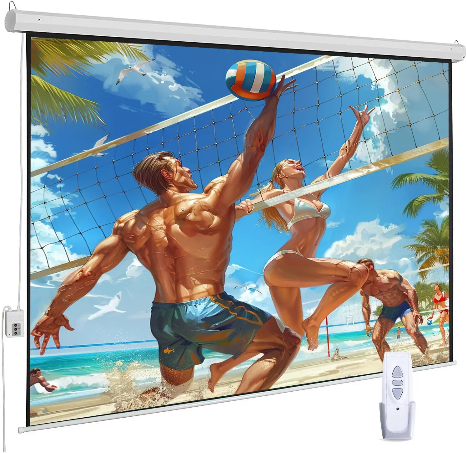 120" Motorized Projector Screen, Electric 16:9 with Remote, Indoor/Outdoor HD Movie Screen for Home Theater Office
120" Motorized Projector Screen, Electric 16:9 with Remote, Indoor/Outdoor HD Movie Screen for Home Theater Office